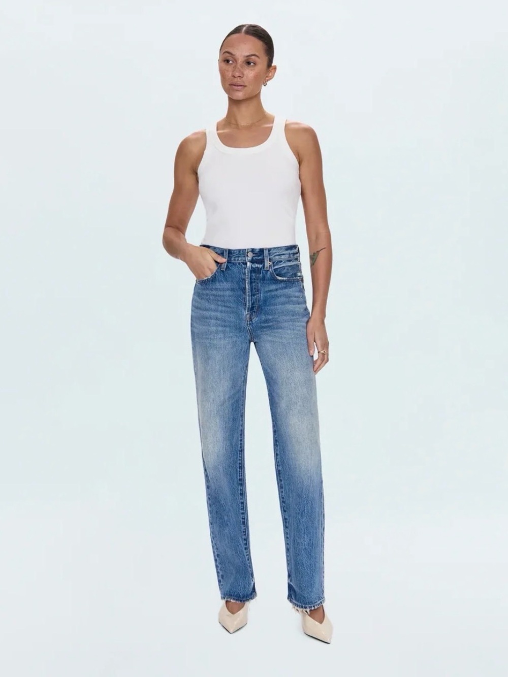 pistola Cassie Super High Rise  Straight-Leg Jeans in Serpentine Vintage Wash
